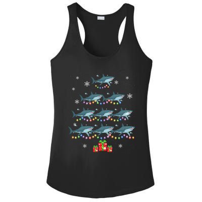 Funny Shark Fish Xmas Lighting Tree Santa Shark Christmas Meaningful Gift Ladies PosiCharge Competitor Racerback Tank