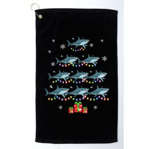 Funny Shark Fish Xmas Lighting Tree Santa Shark Christmas Meaningful Gift Platinum Collection Golf Towel