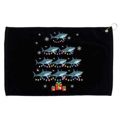 Funny Shark Fish Xmas Lighting Tree Santa Shark Christmas Meaningful Gift Grommeted Golf Towel