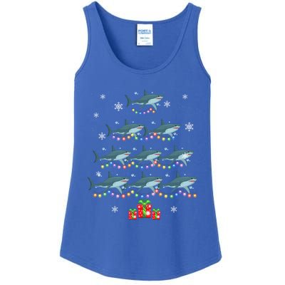 Funny Shark Fish Xmas Lighting Tree Santa Shark Christmas Meaningful Gift Ladies Essential Tank