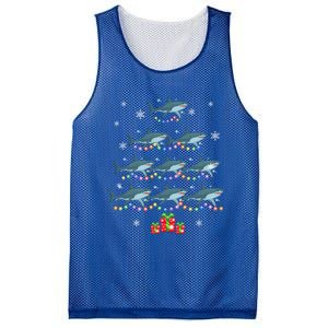 Funny Shark Fish Xmas Lighting Tree Santa Shark Christmas Meaningful Gift Mesh Reversible Basketball Jersey Tank