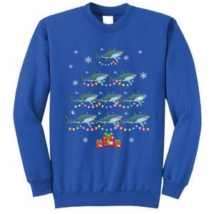 Funny Shark Fish Xmas Lighting Tree Santa Shark Christmas Meaningful Gift Tall Sweatshirt