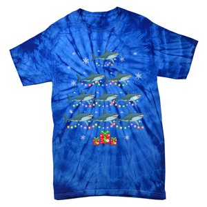 Funny Shark Fish Xmas Lighting Tree Santa Shark Christmas Meaningful Gift Tie-Dye T-Shirt