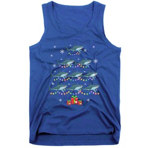 Funny Shark Fish Xmas Lighting Tree Santa Shark Christmas Meaningful Gift Tank Top