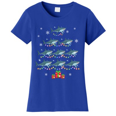 Funny Shark Fish Xmas Lighting Tree Santa Shark Christmas Meaningful Gift Women's T-Shirt