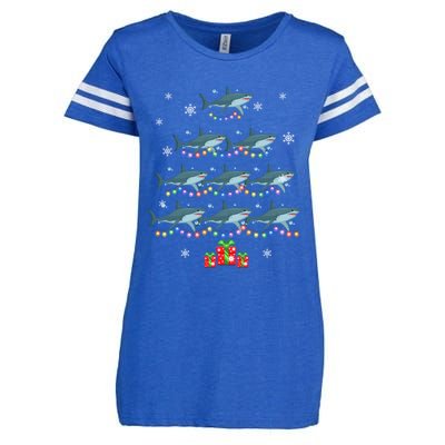 Funny Shark Fish Xmas Lighting Tree Santa Shark Christmas Meaningful Gift Enza Ladies Jersey Football T-Shirt