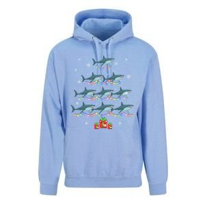 Funny Shark Fish Xmas Lighting Tree Santa Shark Christmas Meaningful Gift Unisex Surf Hoodie