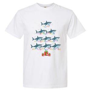 Funny Shark Fish Xmas Lighting Tree Santa Shark Christmas Meaningful Gift Garment-Dyed Heavyweight T-Shirt