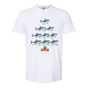 Funny Shark Fish Xmas Lighting Tree Santa Shark Christmas Meaningful Gift Softstyle CVC T-Shirt