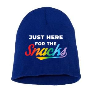 Funny Sarcastic Foodie Gift Just Here For The Snacks Gift Short Acrylic Beanie