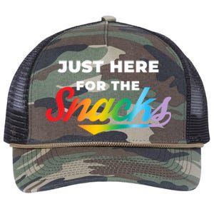 Funny Sarcastic Foodie Gift Just Here For The Snacks Gift Retro Rope Trucker Hat Cap