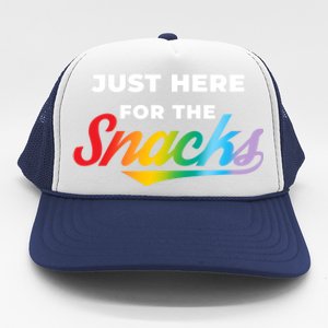 Funny Sarcastic Foodie Gift Just Here For The Snacks Gift Trucker Hat