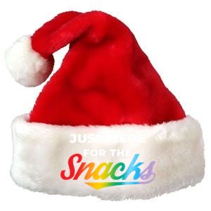 Funny Sarcastic Foodie Gift Just Here For The Snacks Gift Premium Christmas Santa Hat