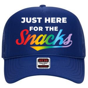 Funny Sarcastic Foodie Gift Just Here For The Snacks Gift High Crown Mesh Back Trucker Hat