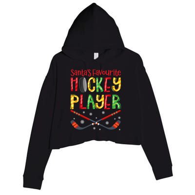 Funny SantaS Favourite Hockey Player Christmas Funny Gift Xmas Cool Gift Crop Fleece Hoodie