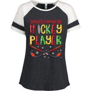 Funny SantaS Favourite Hockey Player Christmas Funny Gift Xmas Cool Gift Enza Ladies Jersey Colorblock Tee