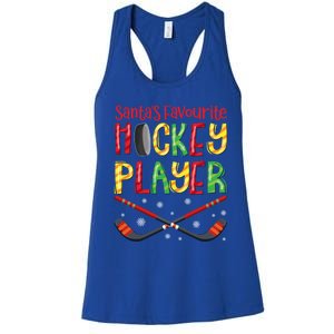 Funny SantaS Favourite Hockey Player Christmas Funny Gift Xmas Cool Gift Women's Racerback Tank