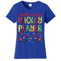 Funny SantaS Favourite Hockey Player Christmas Funny Gift Xmas Cool Gift Women's T-Shirt