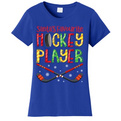 Funny SantaS Favourite Hockey Player Christmas Funny Gift Xmas Cool Gift Women's T-Shirt