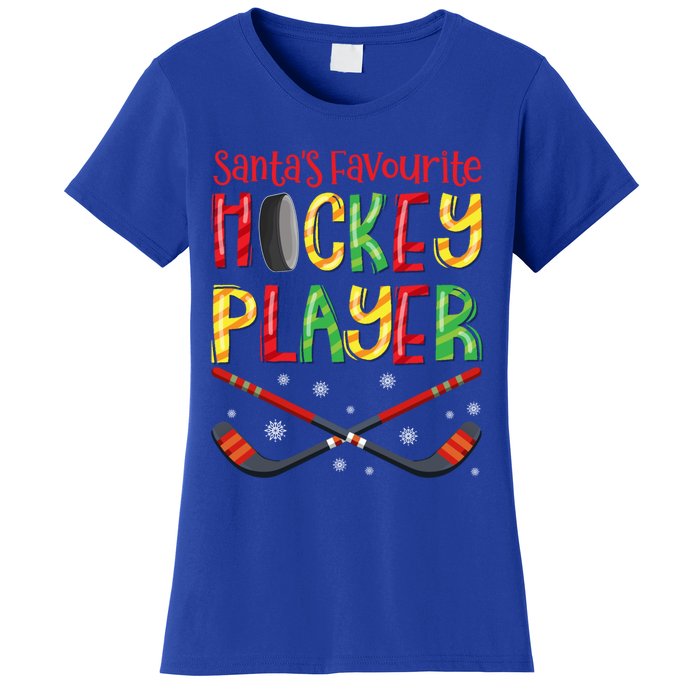 Funny SantaS Favourite Hockey Player Christmas Funny Gift Xmas Cool Gift Women's T-Shirt