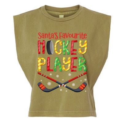 Funny SantaS Favourite Hockey Player Christmas Funny Gift Xmas Cool Gift Garment-Dyed Women's Muscle Tee