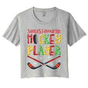 Funny SantaS Favourite Hockey Player Christmas Funny Gift Xmas Cool Gift Women's Crop Top Tee