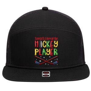 Funny SantaS Favourite Hockey Player Christmas Funny Gift Xmas Meaningful Gift 7 Panel Mesh Trucker Snapback Hat