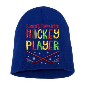 Funny SantaS Favourite Hockey Player Christmas Funny Gift Xmas Meaningful Gift Short Acrylic Beanie