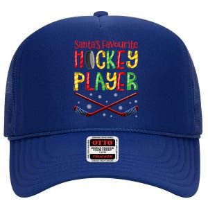 Funny SantaS Favourite Hockey Player Christmas Funny Gift Xmas Meaningful Gift High Crown Mesh Back Trucker Hat