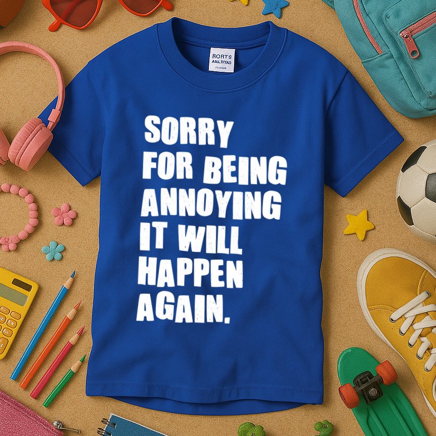 Funny Sorry For Being Annoying It Will Happen Again Kids T-Shirt