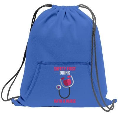 Funny Safety First With A Nurse Gift For Rn Lpn Sweatshirt Cinch Pack Bag