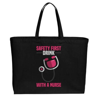 Funny Safety First With A Nurse Gift For Rn Lpn Cotton Canvas Jumbo Tote