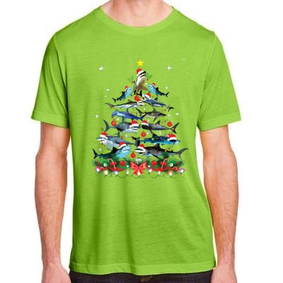 Funny Shark Fish Xmas Lighting Tree Santa Shark Christmas Adult ChromaSoft Performance T-Shirt