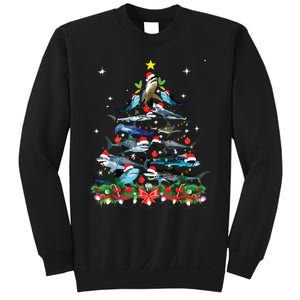 Funny Shark Fish Xmas Lighting Tree Santa Shark Christmas Sweatshirt