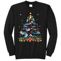 Funny Shark Fish Xmas Lighting Tree Santa Shark Christmas Sweatshirt