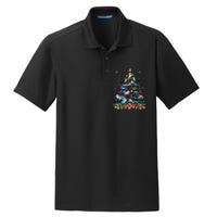 Funny Shark Fish Xmas Lighting Tree Santa Shark Christmas Dry Zone Grid Polo