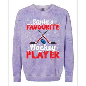 Funny SantaS Favourite Hockey Player Christmas Snowflakes Meaningful Gift Colorblast Crewneck Sweatshirt