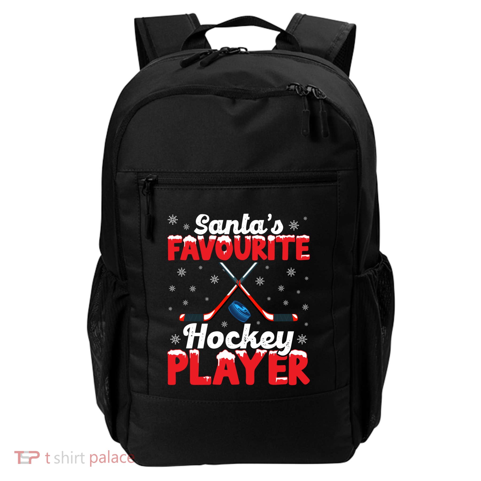 Funny SantaS Favourite Hockey Player Christmas Snowflakes Meaningful Gift Daily Commute Backpack
