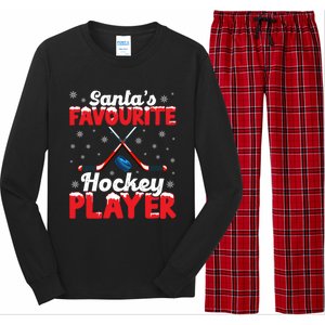 Funny SantaS Favourite Hockey Player Christmas Snowflakes Meaningful Gift Long Sleeve Pajama Set