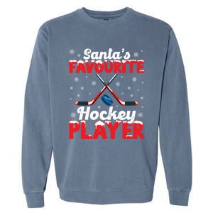 Funny SantaS Favourite Hockey Player Christmas Snowflakes Meaningful Gift Garment-Dyed Sweatshirt