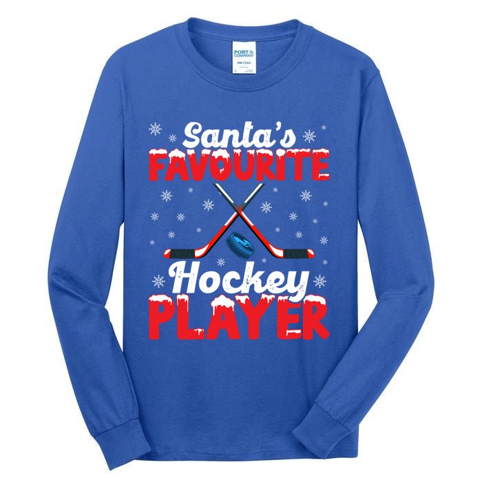 Funny SantaS Favourite Hockey Player Christmas Snowflakes Meaningful Gift Tall Long Sleeve T-Shirt