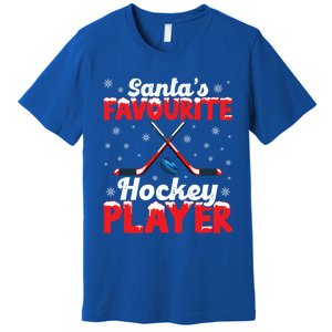 Funny SantaS Favourite Hockey Player Christmas Snowflakes Meaningful Gift Premium T-Shirt