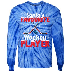 Funny SantaS Favourite Hockey Player Christmas Snowflakes Meaningful Gift Tie-Dye Long Sleeve Shirt