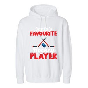 Funny SantaS Favourite Hockey Player Christmas Snowflakes Meaningful Gift Garment-Dyed Fleece Hoodie