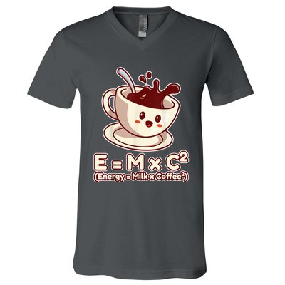 Funny Science Formula E=MC2 Energy Milk Coffee Kawaii V-Neck T-Shirt