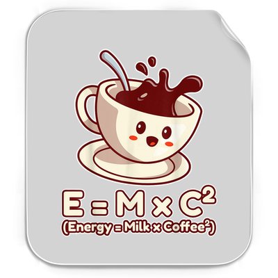 Funny Science Formula E=MC2 Energy Milk Coffee Kawaii Permanent Decal Sticker