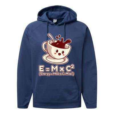 Funny Science Formula E=MC2 Energy Milk Coffee Kawaii Performance Fleece Hoodie