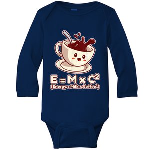 Funny Science Formula E=MC2 Energy Milk Coffee Kawaii Baby Long Sleeve Bodysuit