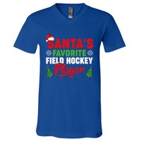 Funny Santas Favorite Field Hockey Player Christmas Funny Gift V-Neck T-Shirt