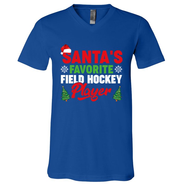 Funny Santas Favorite Field Hockey Player Christmas Funny Gift V-Neck T-Shirt